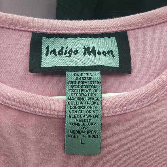 Indigo Moon Black Embroidered Jacket Pink Floral Top Set womens L - Picture 2 of 7